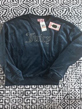Juicy Couture Navy Velour Crewneck Top